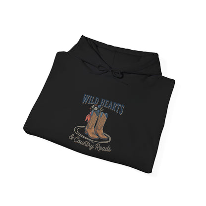 Wild Hearts cowboy boots Hoodie | western rustic cowgirl prairie vintage