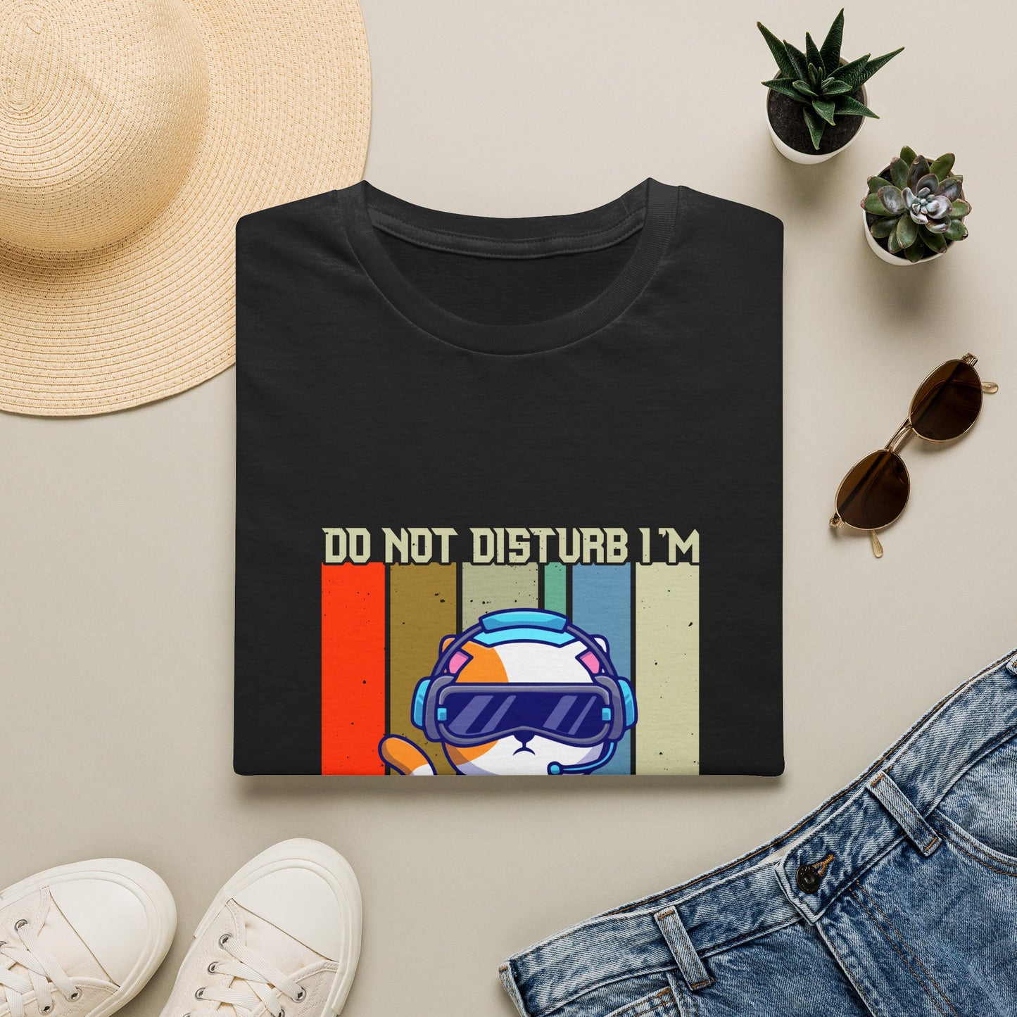 Gaming Cat T-Shirt — "Do Not Disturb I'm Gaming" Retro Gamer Tee