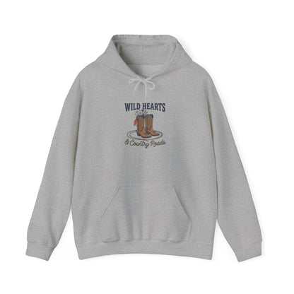 Wild Hearts cowboy boots Hoodie | western rustic cowgirl prairie vintage