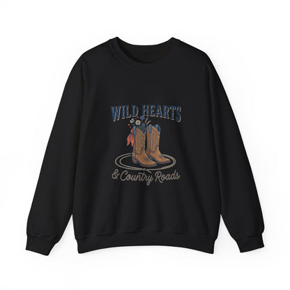Wild Hearts & Country Roads Sweatshirt | Western Cowgirl Rustic Prairie