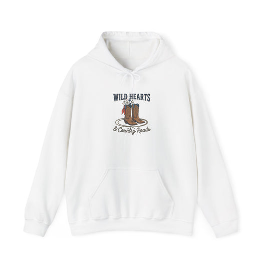 Wild Hearts cowboy boots Hoodie | western rustic cowgirl prairie vintage