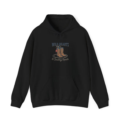 Wild Hearts cowboy boots Hoodie | western rustic cowgirl prairie vintage