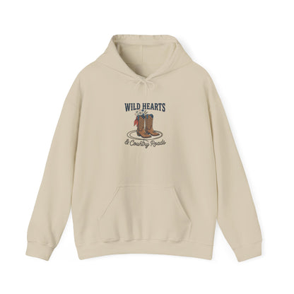 Wild Hearts cowboy boots Hoodie | western rustic cowgirl prairie vintage