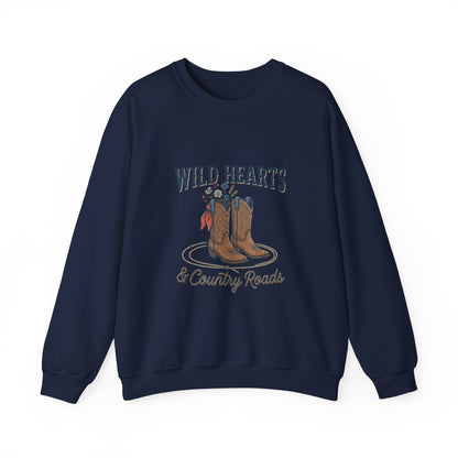 Wild Hearts & Country Roads Sweatshirt | Western Cowgirl Rustic Prairie