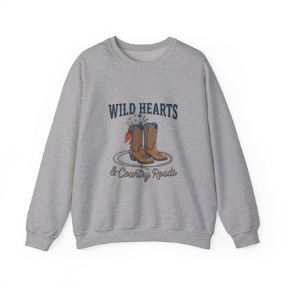 Wild Hearts & Country Roads Sweatshirt | Western Cowgirl Rustic Prairie